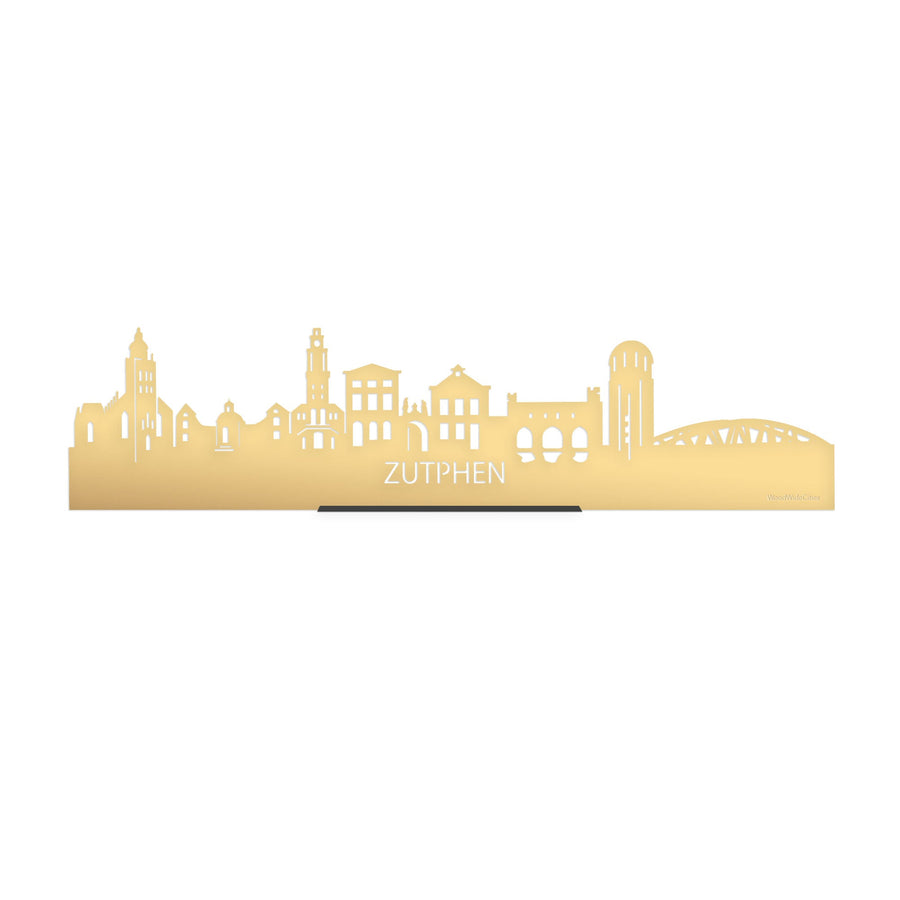 Standing Skyline Zutphen Metallic Goud gerecycled kunststof cadeau decoratie relatiegeschenk van WoodWideCities
