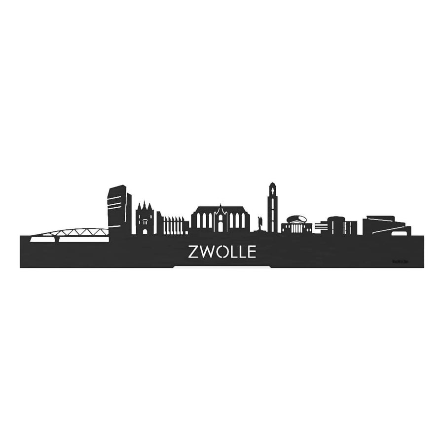 Standing Skyline Zwolle Black houten cadeau decoratie relatiegeschenk van WoodWideCities