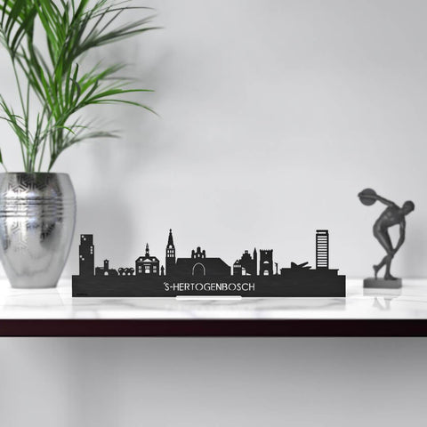 Standing Skyline Den Bosch Black houten cadeau decoratie relatiegeschenk van WoodWideCities