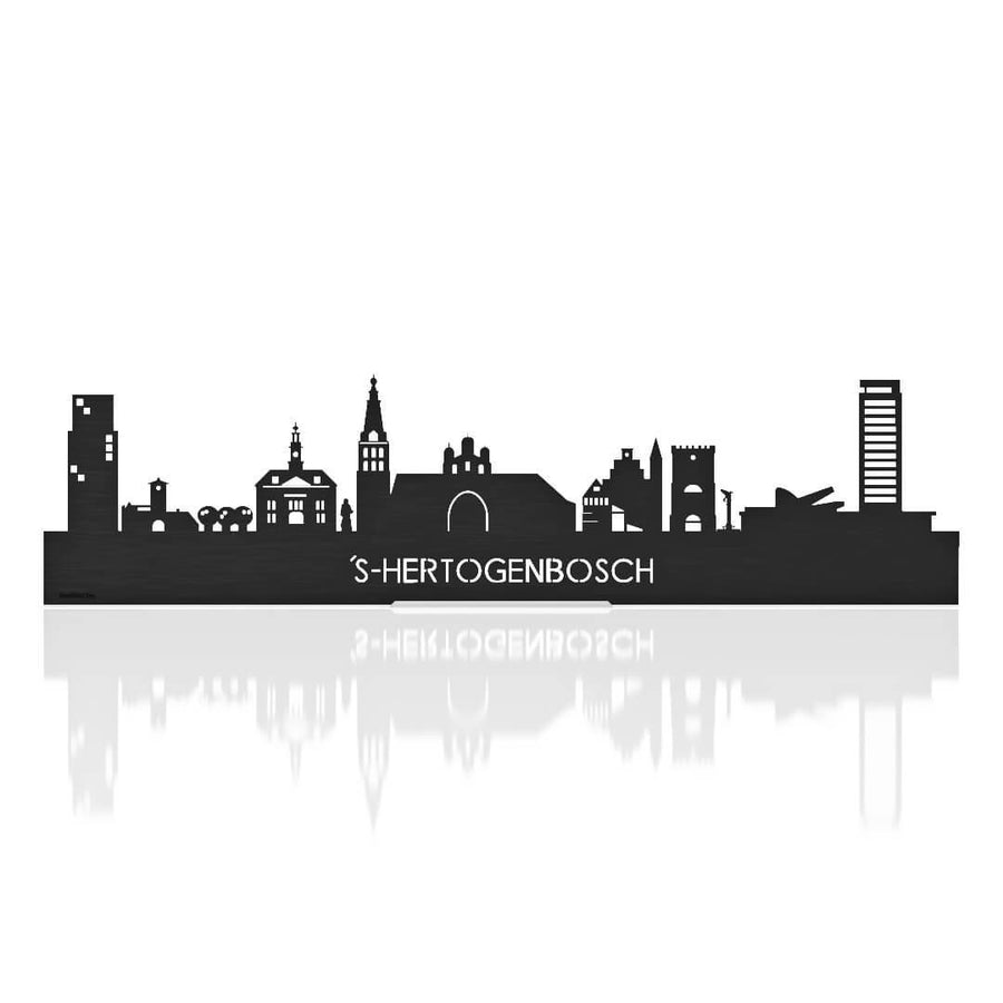 Standing Skyline Den Bosch Black houten cadeau decoratie relatiegeschenk van WoodWideCities