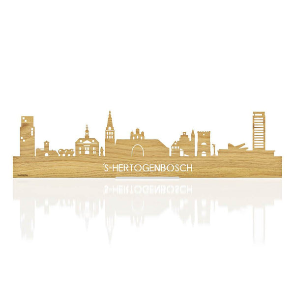 Standing Skyline Den Bosch Eiken houten cadeau decoratie relatiegeschenk van WoodWideCities