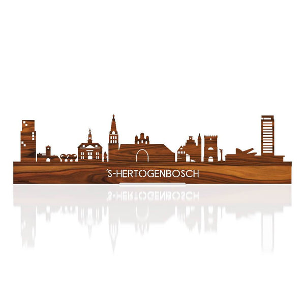 Standing Skyline Den Bosch Palissander houten cadeau decoratie relatiegeschenk van WoodWideCities