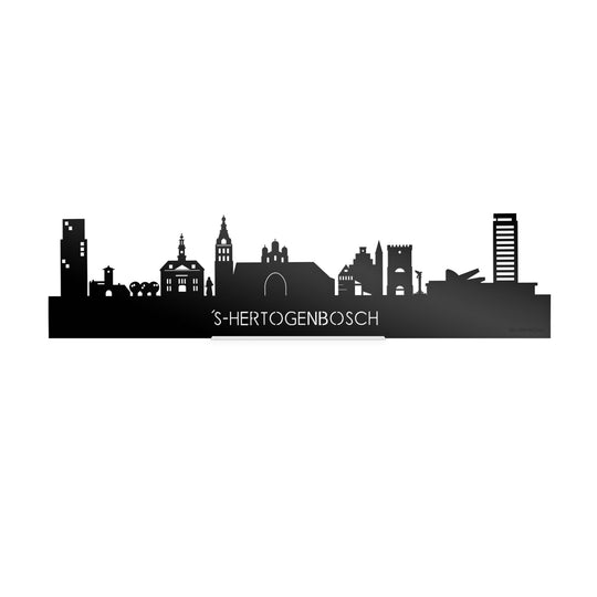 Standing Skyline 's-Hertogenbosch Zwart glanzend gerecycled kunststof cadeau decoratie relatiegeschenk van WoodWideCities