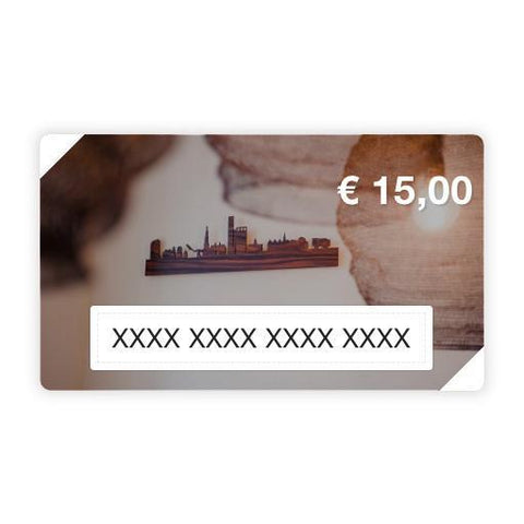 WoodWideCities cadeaukaart €15 houten cadeau decoratie relatiegeschenk van WoodWideCities